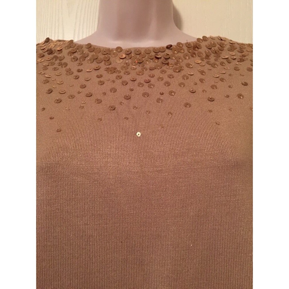 Ruby Rd. Sweater Brown Gold Sequin - image 7